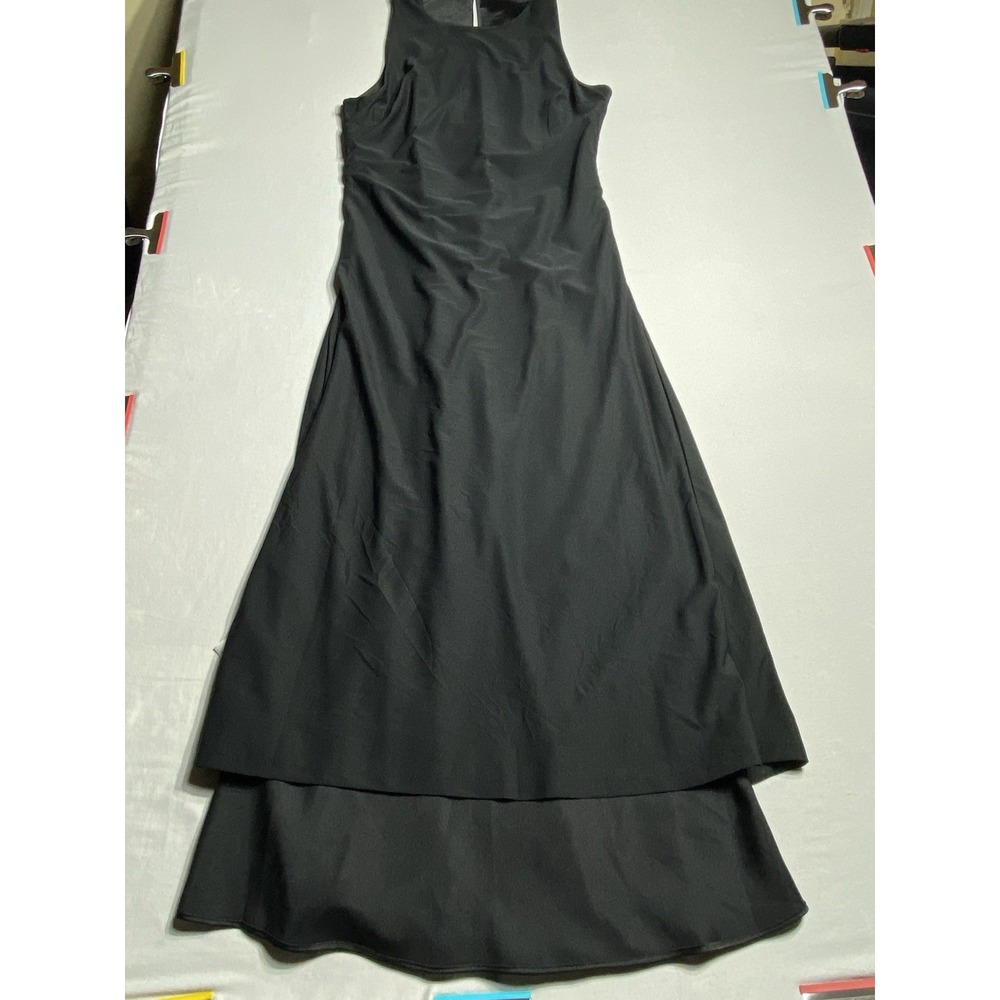Express Womens Medium Black Satin Maxi Dress Sleeveless A-Line Formal Wedding - Picture 10 of 14